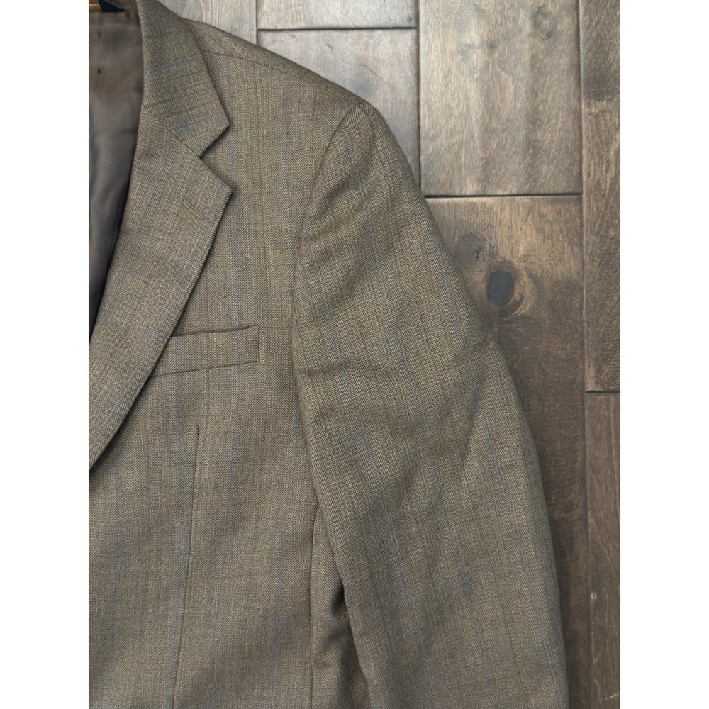 Joseph & Feiss Gold 38R Mens Blazer Jacket  100% Wool Brown 2 Button Single Vent - Picture 3 of 14